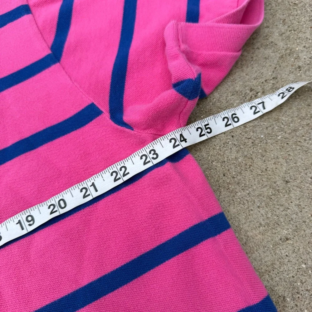 Polo Ralph Lauren Polo Shirt Mens XL Pink Blue Striped Cotton Preppy Classic